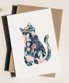 Cat With Flower Pattern Card