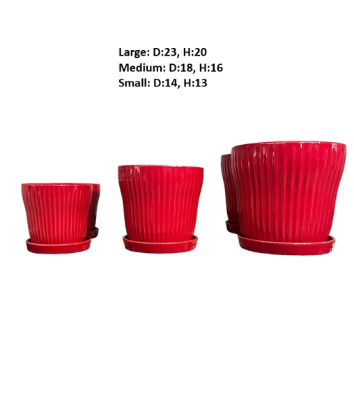 Akira Banded Pot Red Large