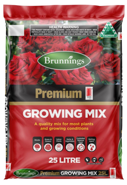 Brunnings PREMIUM GROWING MIX 25L (RED TICK)